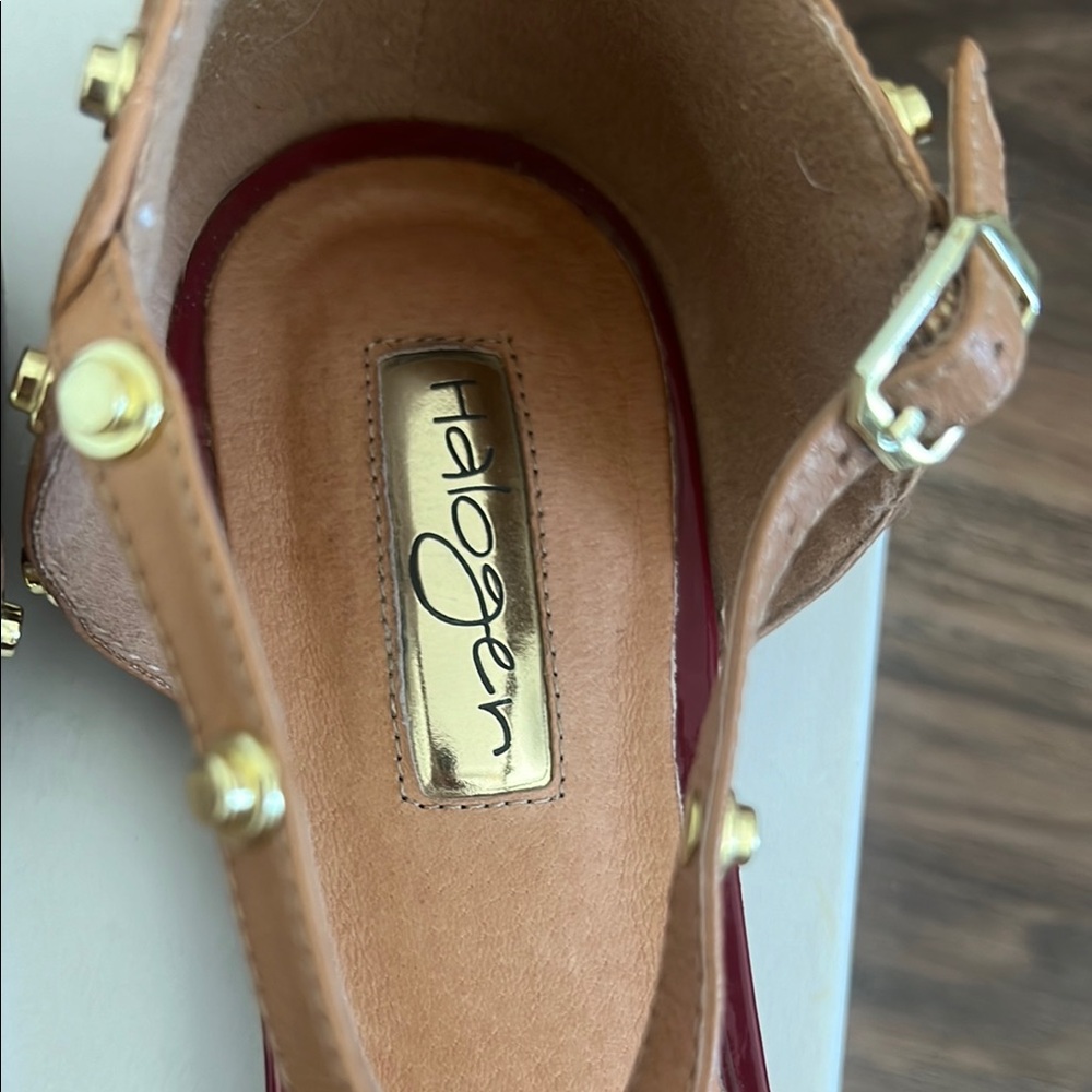 Halogen Burgundy and Beige Flats with Gold Accents - Picture 2 of 4